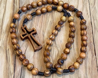 Catholic rosary, Prayer beads, Olive wood rosary, Wooden rosary, Wood rosary, Five decades rosary