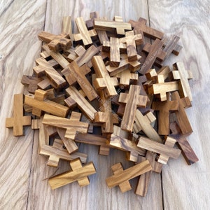 Handmade Bethlehem Olive Wood Crosses: Holy Land Decor (45 Pcs)