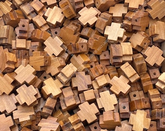 Olive Wood Cross Beads: Handmade Bethlehem Holy Land Jewelry (25 Pcs)