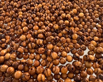 Contas de madeira de oliveira de 6 mm, 500 contas, contas redondas soltas de madeira maciça, contas de madeira natural feitas à mão. Fabricadas em Belém.