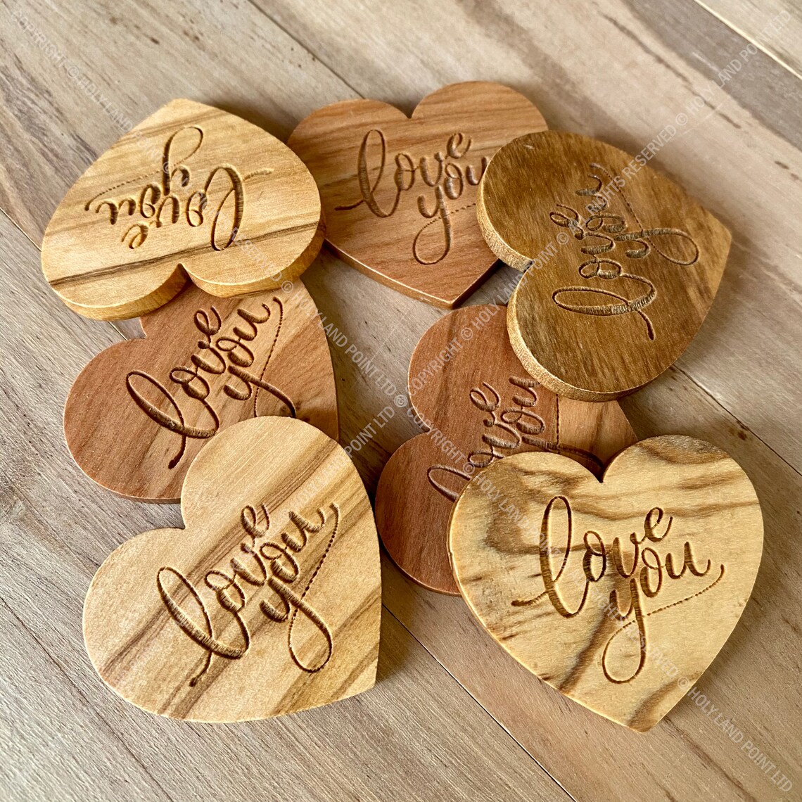 Olive wood hearts Wooden hearts 7 flat olive wood hearts Etsy