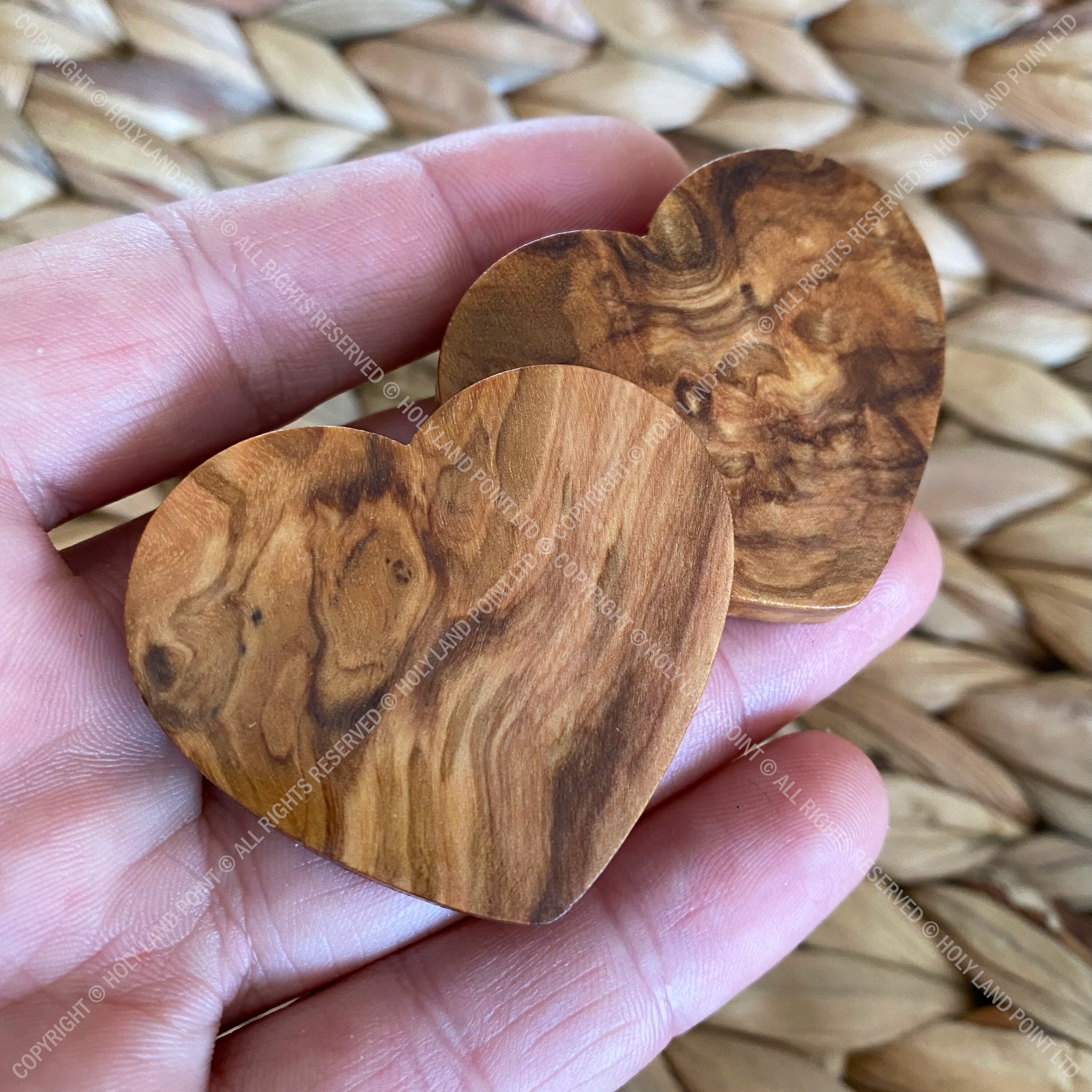 Handmade Bethlehem Olive Wood Love Hearts - Set Of 2, Hand Carved In Holy Land, Approximately 2 Inches Each - View #8