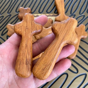 Natural wood comfort cross, Hardwood cross, Holding cross, Prayer cross, Bethlehem cross, Exotic wood cross, Holy Land crosses