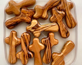 Handmade Olive Wood Comfort Cross: Bethlehem Pocket Cross