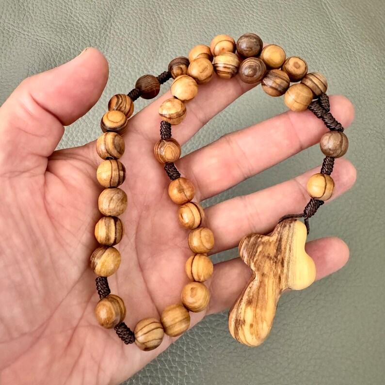 Anglican Prayer Beads, Olive Wood Prayer Beads, Olive Wood Rosary, Short Olive Wood Prayer Beads