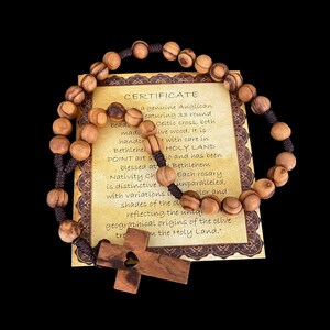 HOLY LAND MADE In Bethlehem Olive Wood Rosary Religious Prayer Beads - Foto 10
