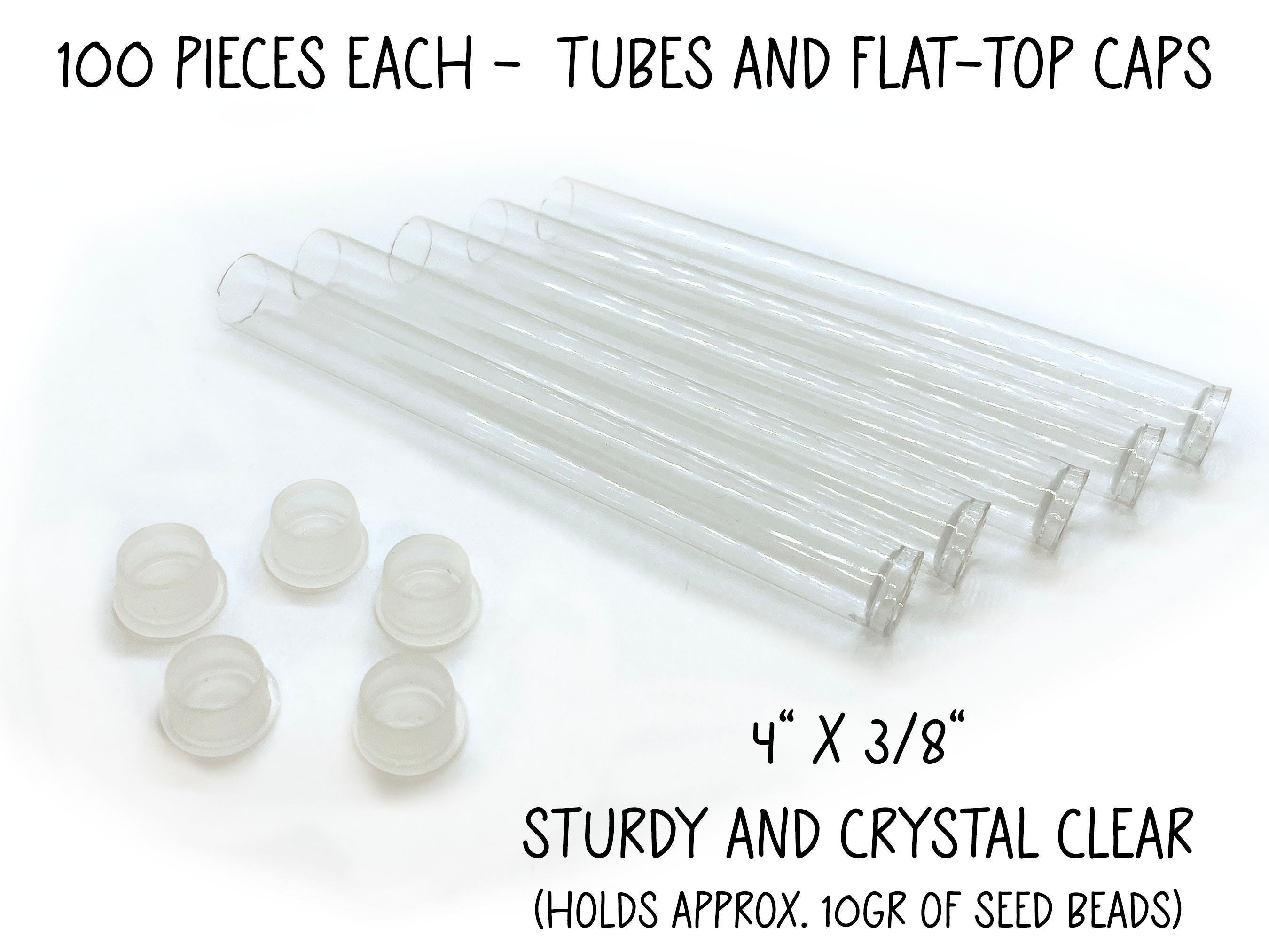 Bead Storage Tubes With Flat Caps 100 Pieces 3/8x4 Etsy