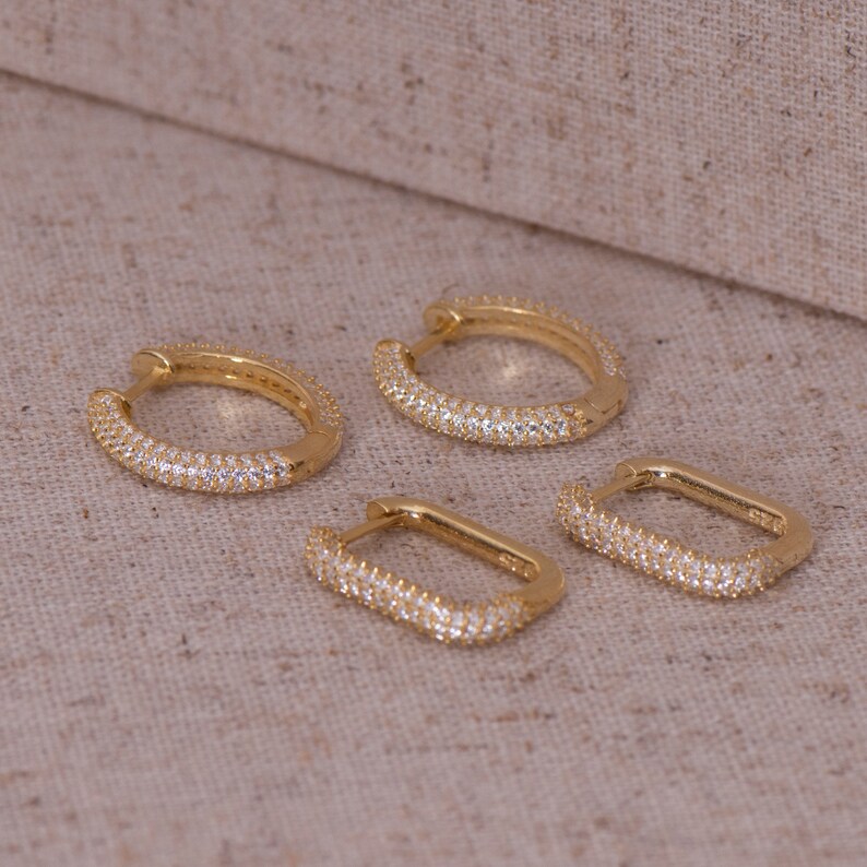 Gold Rectangle Hoops Geometric Hoops Chunky Hoop Earrings Bold Hoop Earrings Rectangle Hoops Large Hoop Earrings image 3