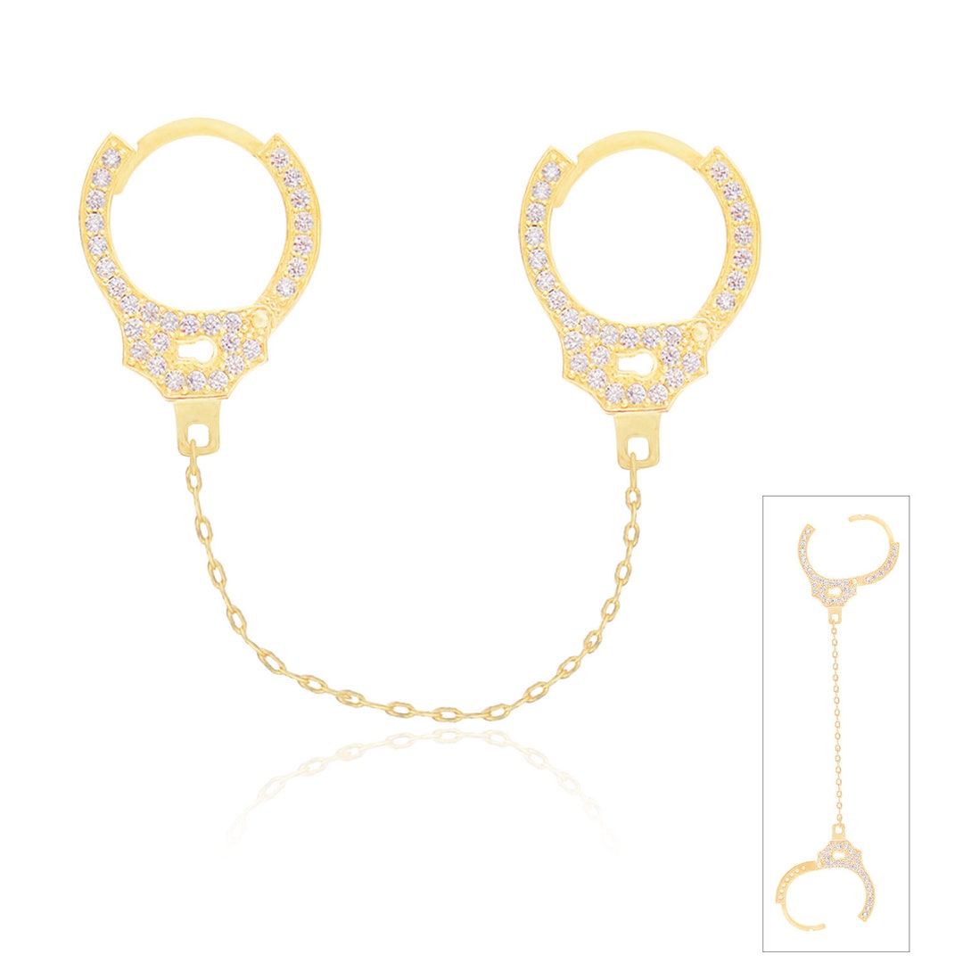 Handcuff Chain Drop Earring, Handcuff Hoop Earring, Huggie Hoops