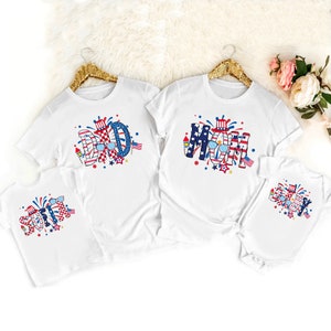 Personalized Fourth Of July Kids Name Shirt Cute Patriotic Family Name Matching Shirt, Custom Mom Dad Name- Happy USA Independence Day Shirt