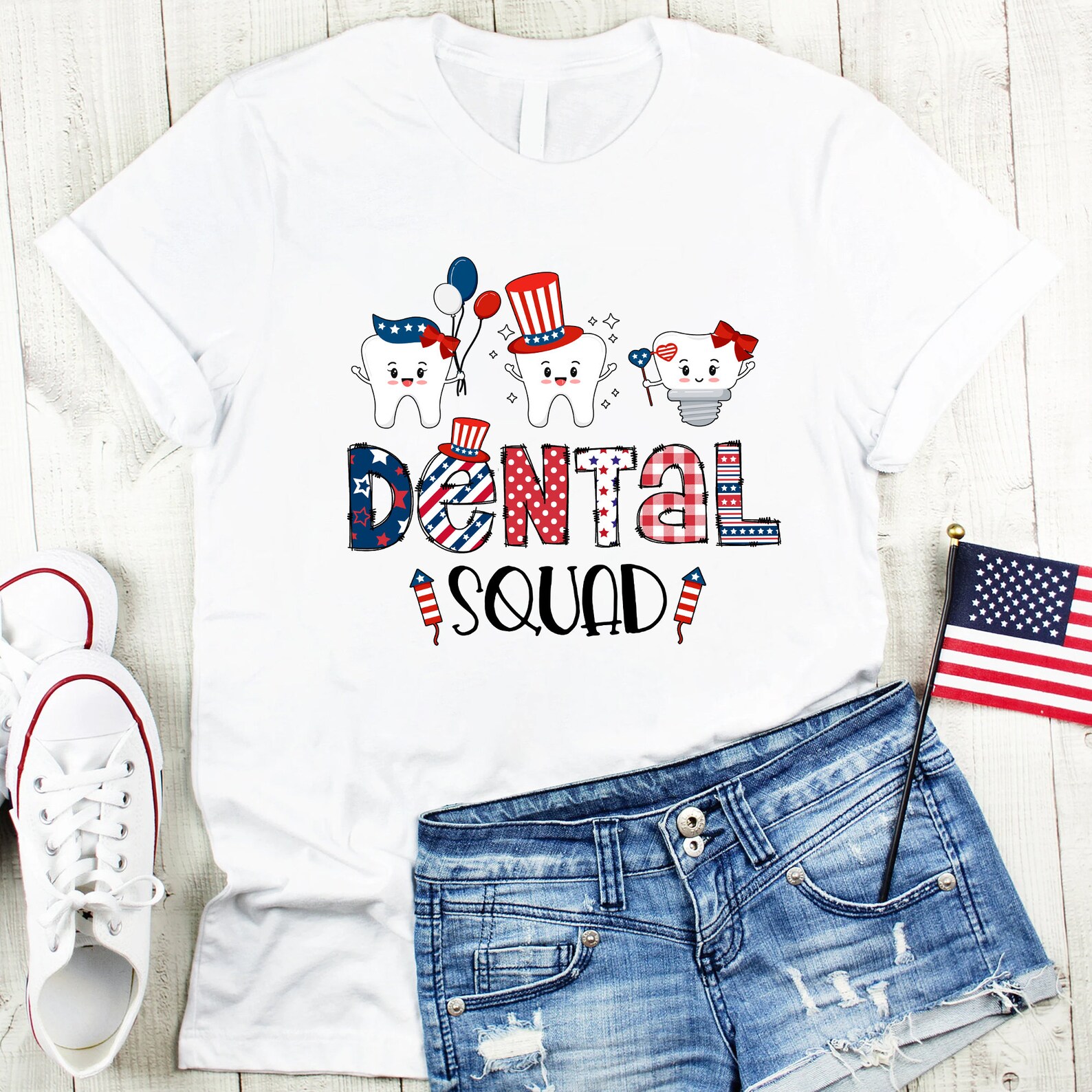 Cute Tooth July 4th Dentist Shirt Dental Squad Shirt Happy Etsy