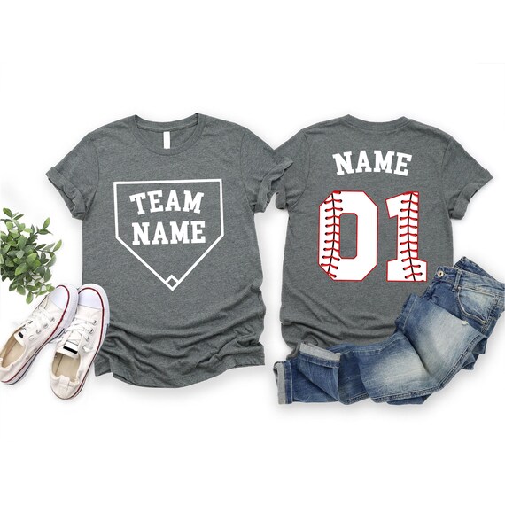 Baseball Custom Name Baseball Team Shirt Front Baseball Etsy