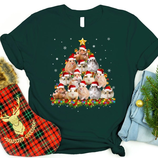 Hamster Christmas Tree Shirt, Funny Hamster Christmas Shirt, Hamster T-shirt, Hamster Lover Gifts, Merry  Christmas Shirt, Christmas Tee