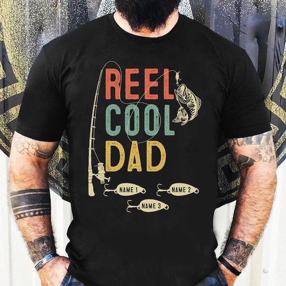 Personalized Reel Cool Dad Shirt, Funny Fishing Father and Kids