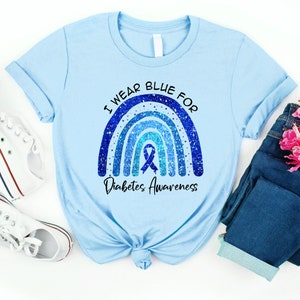 Diabetes Awareness Shirt, Blue Grey Ribbon Shirt, I Wear Blue For Diabetes Awareness, Type 1 Diabetes Awareness , Diabetes Support , T1D