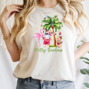 T-shirt Gildan Col V Merry Beachmas Humour - Coton, Taille Homme, Neuf Avec étiquettes
