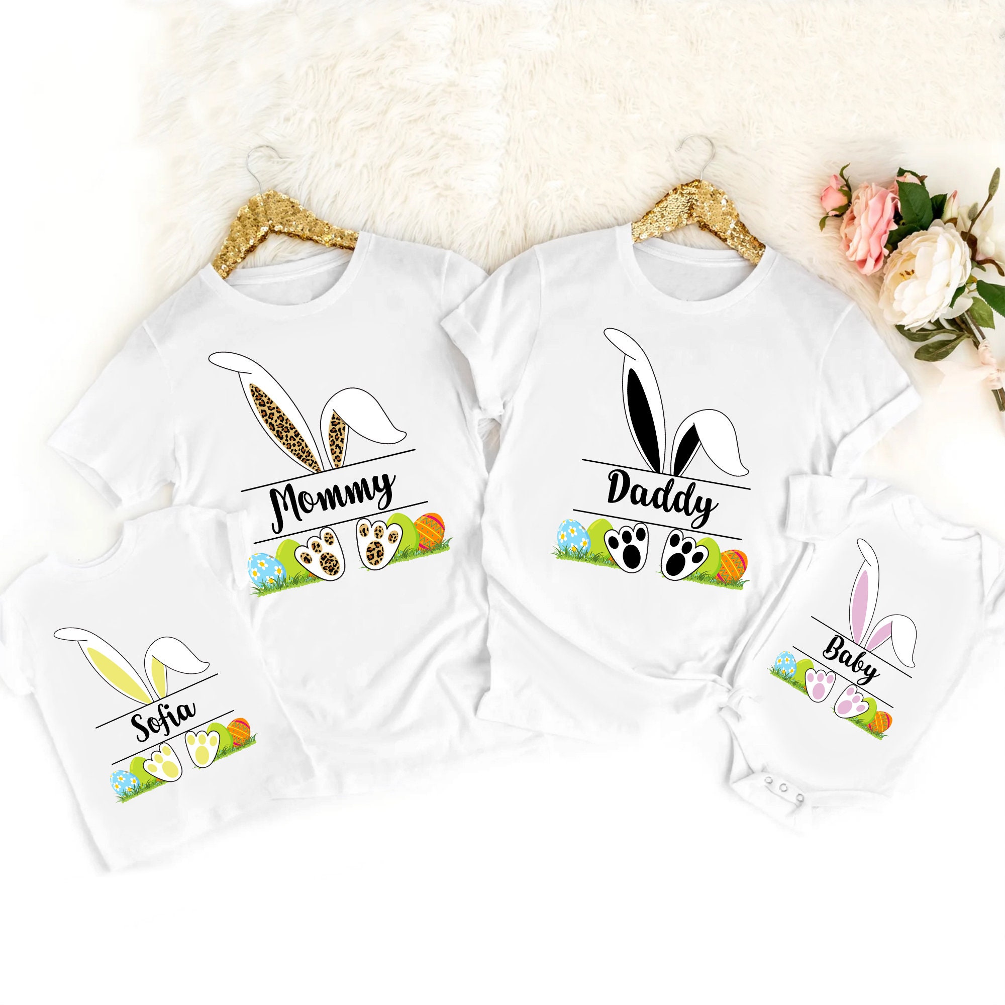 Discover Camiseta Personalizada a juego de Conejito Pascua 2024, Camisetas Pascua para Familiares