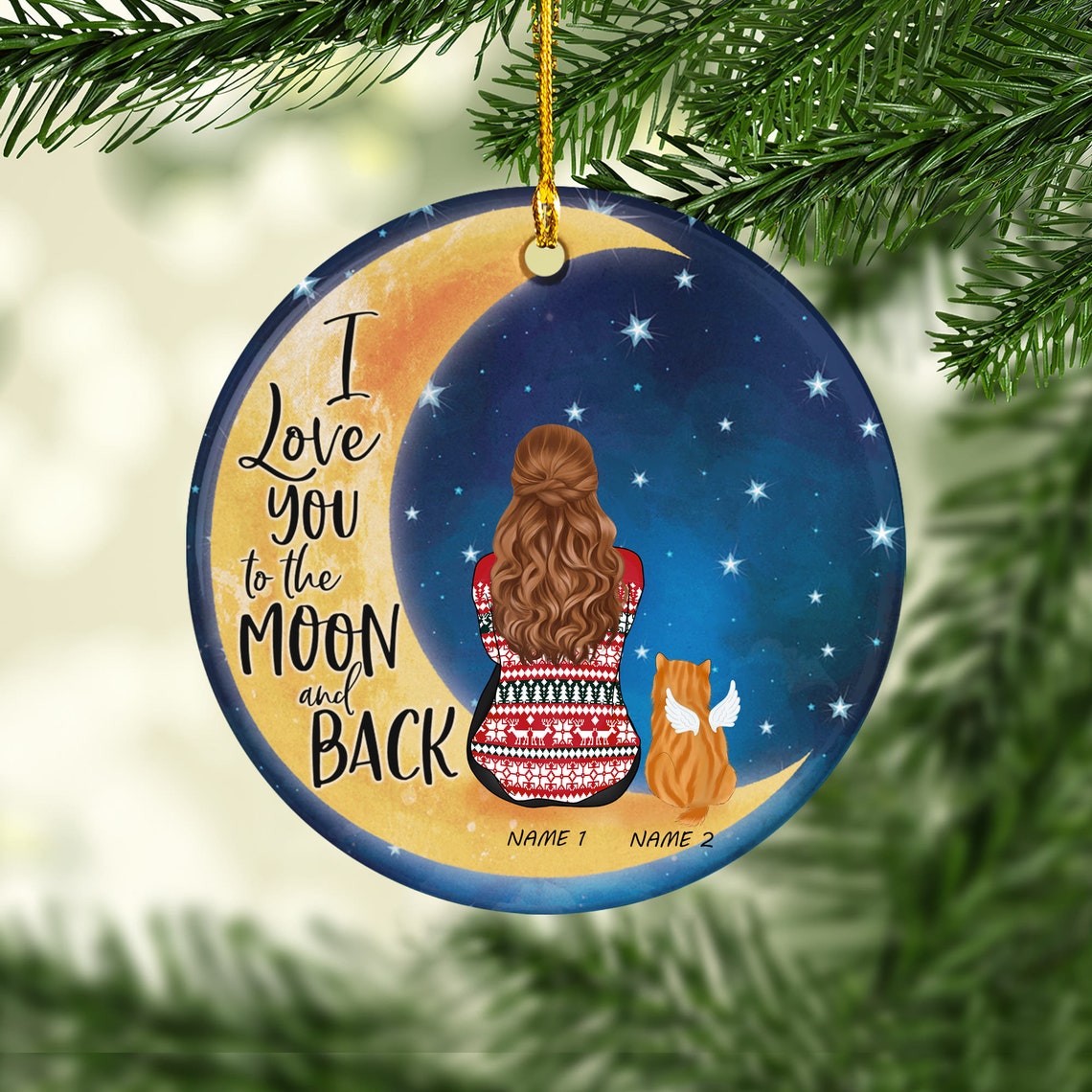 Personalized I Love You to the Moon and Back Ornament Cat Etsy UK