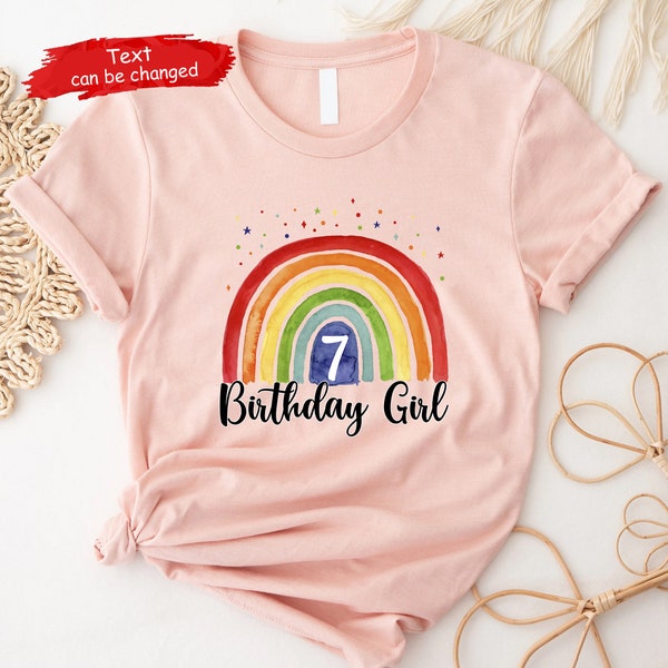 Custom Year Old Birthday Girl Shirt, Rainbow Birthday TShirts, Kids Birthday Party Shirt, Birthday Countdown, Youth Toddler Shirt