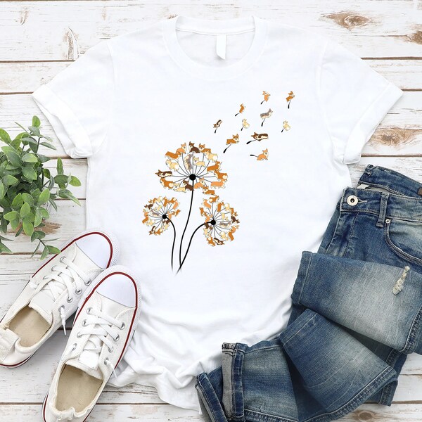 Corgi Flower Fly Dandelion Funny Dog Lover For Mom Men Kids T-Shirt - Gift for Dog Lovers - Funny Dog - Corgi Lovers - Mother's Day