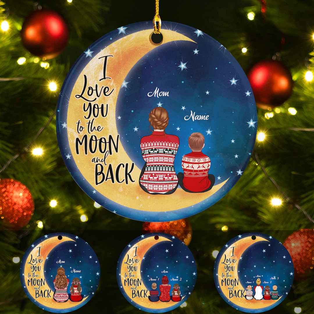 Custom Christmas Mom Daughter Son Ornament, Mother Christmas Ornament