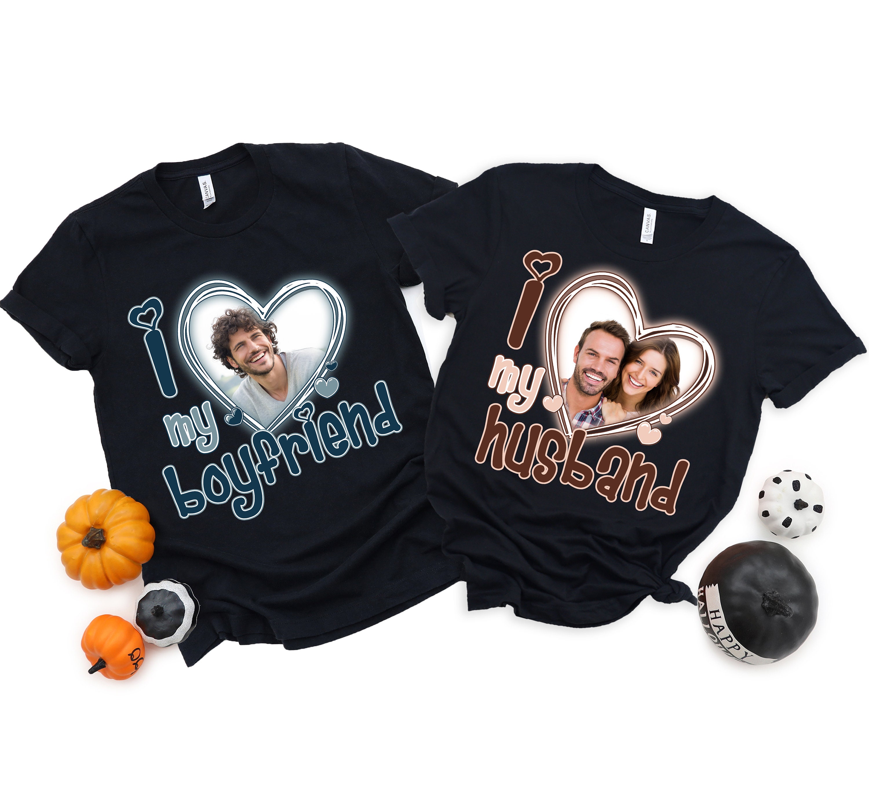 I Love My Girlfriend Custom Photo T-Shirt, Personalized Heart Design, Soft Fabric, Gift for Any Occasion