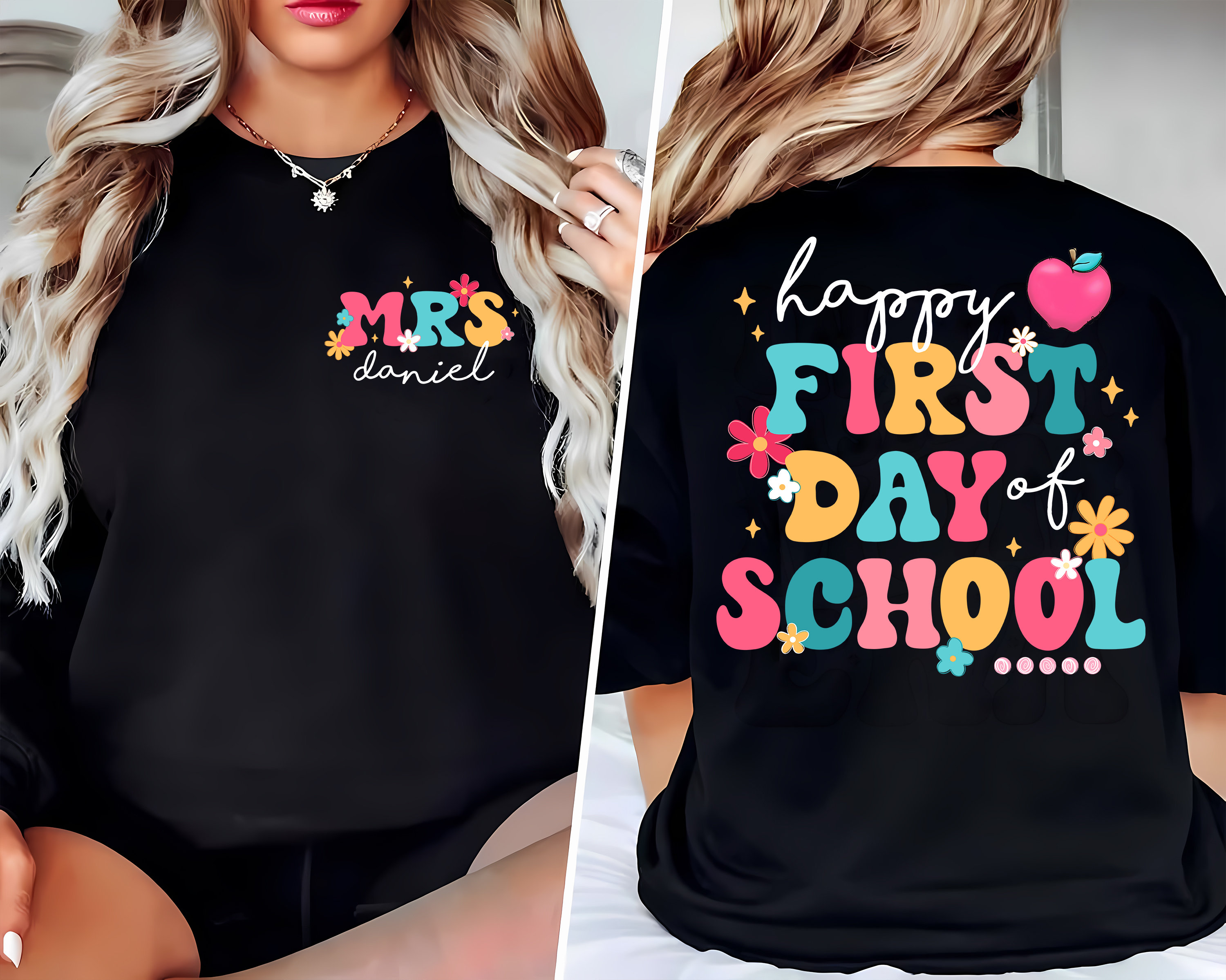 Custom Teacher First Day Shirt, Kindergarten Teacher Happy First Day Of School, Back To School Shirt, Gift For Teacher, Teacher Appreciation