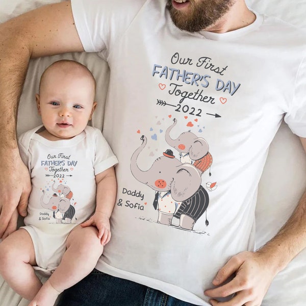 Personalized Matching Shirt, Our First Fathers Day Together Shirt, 1st Fathers Day 2022, Baby and Daddy Outfit, Customized Name