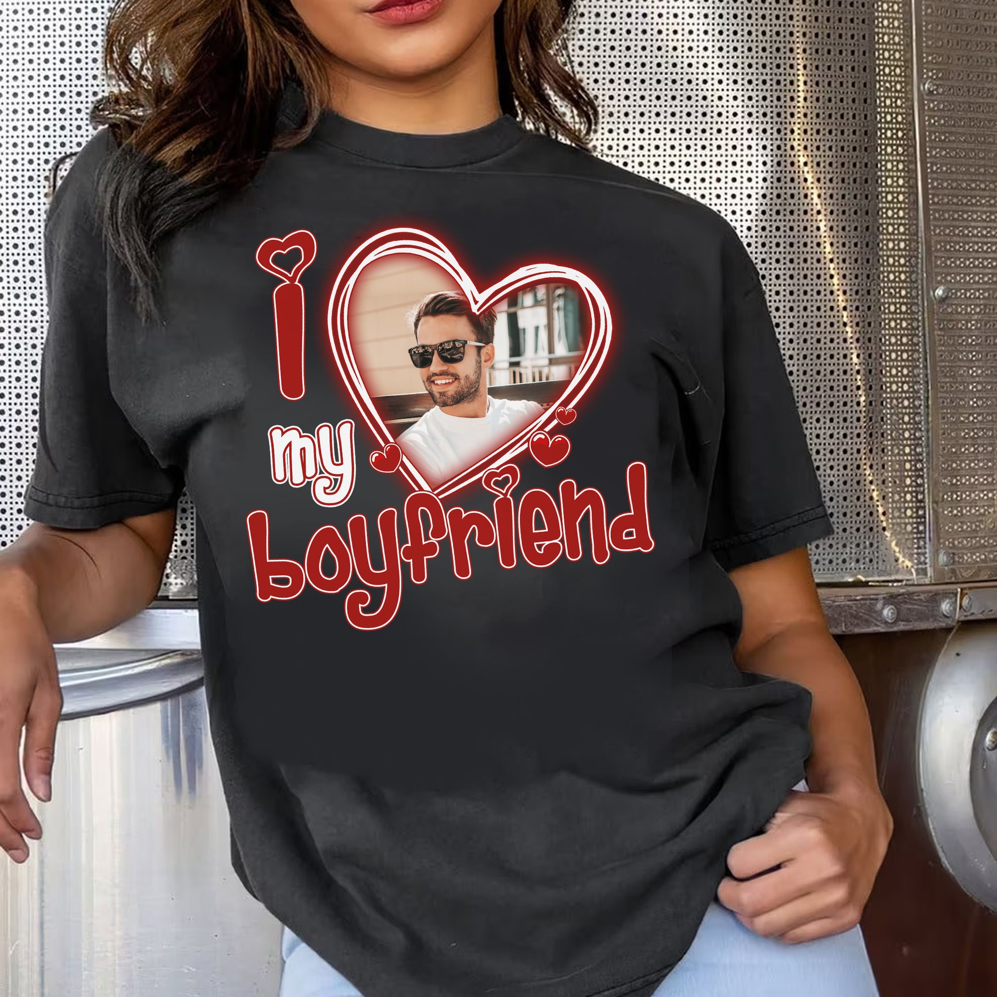Discover I Love My Boyfriend Shirt Custom Picture, I Love My Boyfriend Custom Photo Shirt