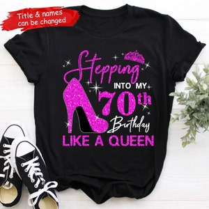 Custom 70th Birthday Shirt For Women, 70 Years Old Birthday Shirt, Personalized Birthday Gift, 1952 Birthday Shirt, Stepping Into My 70th