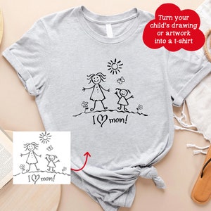Custom Kid Drawing Shirt, Personalized Child's Drawing T-Shirt, Kids Art Shirt, Gift for Mom, Gift for Dad, Personalized Gift