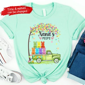 Personalized Grandma's Peeps Easter T-Shirt, Custom Mom Nana Easter's Day Shirt,Kids Name Shirt, Easter Day Gift, Mother's Day Shirt