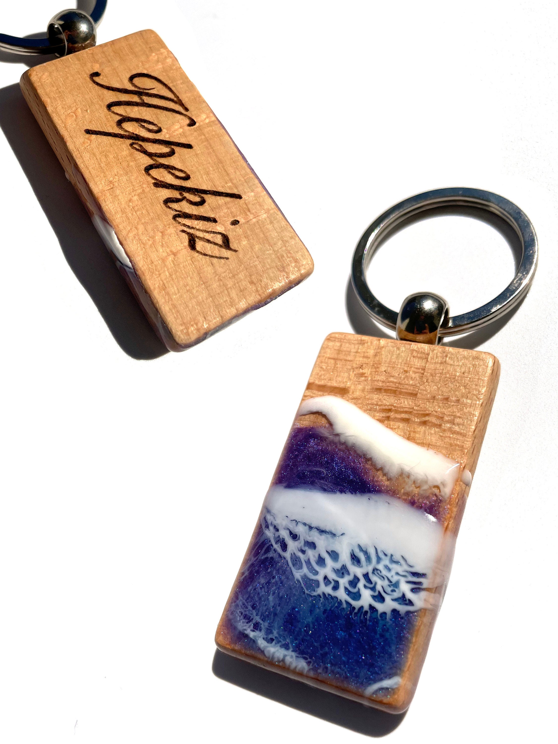 Epoxy Keychain Personalized Gift Laser Engraved Keychain Etsy