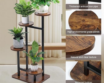 4 Tier Wood Metal Handmade Plant Stand Indoor | Tall Plant Stand | Tiered Plant Stand | Mutli Plant Stand | Plant Holder | Home Decor