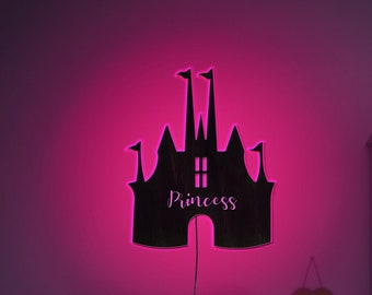Princess name sign, Castle led sign, Castle light, Princess Castle Led Lighted sign, Girls room decor, Girls room night light