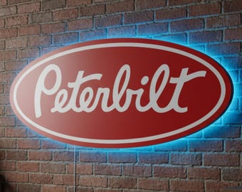 Letrero LED de Peterbilt, Letrero de pared de Peterbilt, Luz decorativa para garaje de camiones, Letrero de camión Man Cave, Decoración de pared de camión vintage, Letrero LED de semirremolque