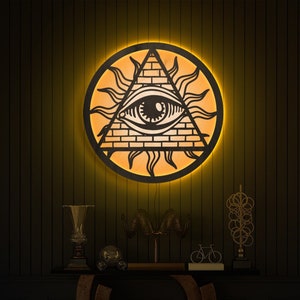 Illuminati light up sign, Evil eye neon sign, Third eye wall art, Eye of providence art, Illuminati wall art decor, Masonic wall hanging