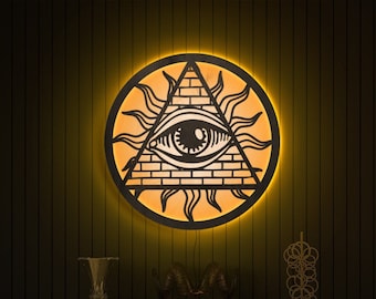 Illuminati light up sign, Evil eye neon sign, Third eye wall art, Eye of providence art, Illuminati wall art decor, Masonic wall hanging