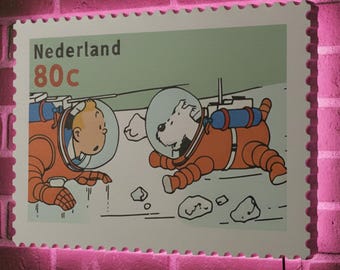 Tintin LED Poster,The Adventures Of Tintin Poster,Comic Book Art,Comic Artwork,Kidcore Wall Art,Retro Comic Print,Vintage Cartoon Poster LED