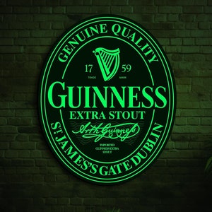 Guinness Neon Sign, LED Guinness Beer Light, Bar Light Up Sign, Guinness Wall Art, Man Cave Decor, Pub LED Decor, Guinness Logo Sign
