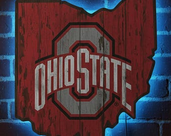 Letrero luminoso de Ohio State Buckeyes, decoración de pared de Ohio State, luz con el logotipo de Ohio State para tu cueva de hombre, decoración de pared de Ohio State Buckeyes