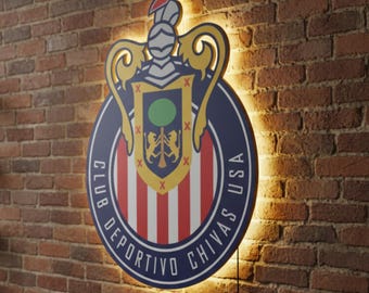 Letrero LED de Chivas USA, letrero de pared de Chivas, letrero de neón de equipo de fútbol, decoración de pared de club de fútbol, letrero de fútbol para cueva de hombre, luz de pared para bar deportivo