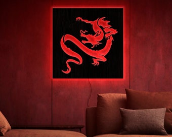Letrero LED de dragón, luz de dragón, letrero de neón de dragón, luz de neón de dragón, aplique de pared de dragón, luz nocturna de dragón, arte de pared LED de dragón