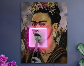 Impresión de arte neón de Frida Kahlo, decoración de pared de Frida Kahlo, póster de Frida Kahlo, letrero luminoso de Frida Kahlo, decoración moderna para el hogar