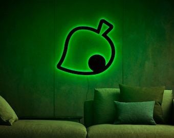 Lámpara de pared, Letrero LED para pared, Luz LED, Luz nocturna, Decoración de pared LED, Letrero LED de neón, Letrero LED de hoja verde, Letrero iluminado