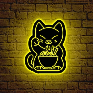 Maneki neko led, Ramen neon sign, Ramen neon light, maneki neko neon sign, lucky cat neon sign, Anime led sign, Anime neon sign