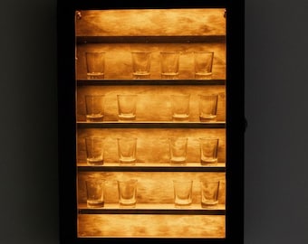 Shotglass display case led,Shot glass display cabinet lighted,Shot glass display with door,Shot glass shelves,Shot glass wall display holder