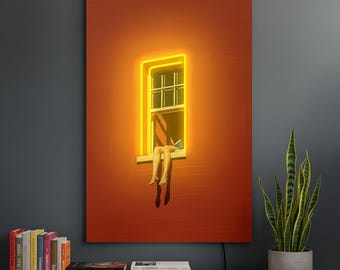 Neon Wall Art, Modern Wall Decor, Unique Room Decor, Aesthetic Wall Print, Art Print For Bedroom, Reading Nook Decor, Cozy Modern Art