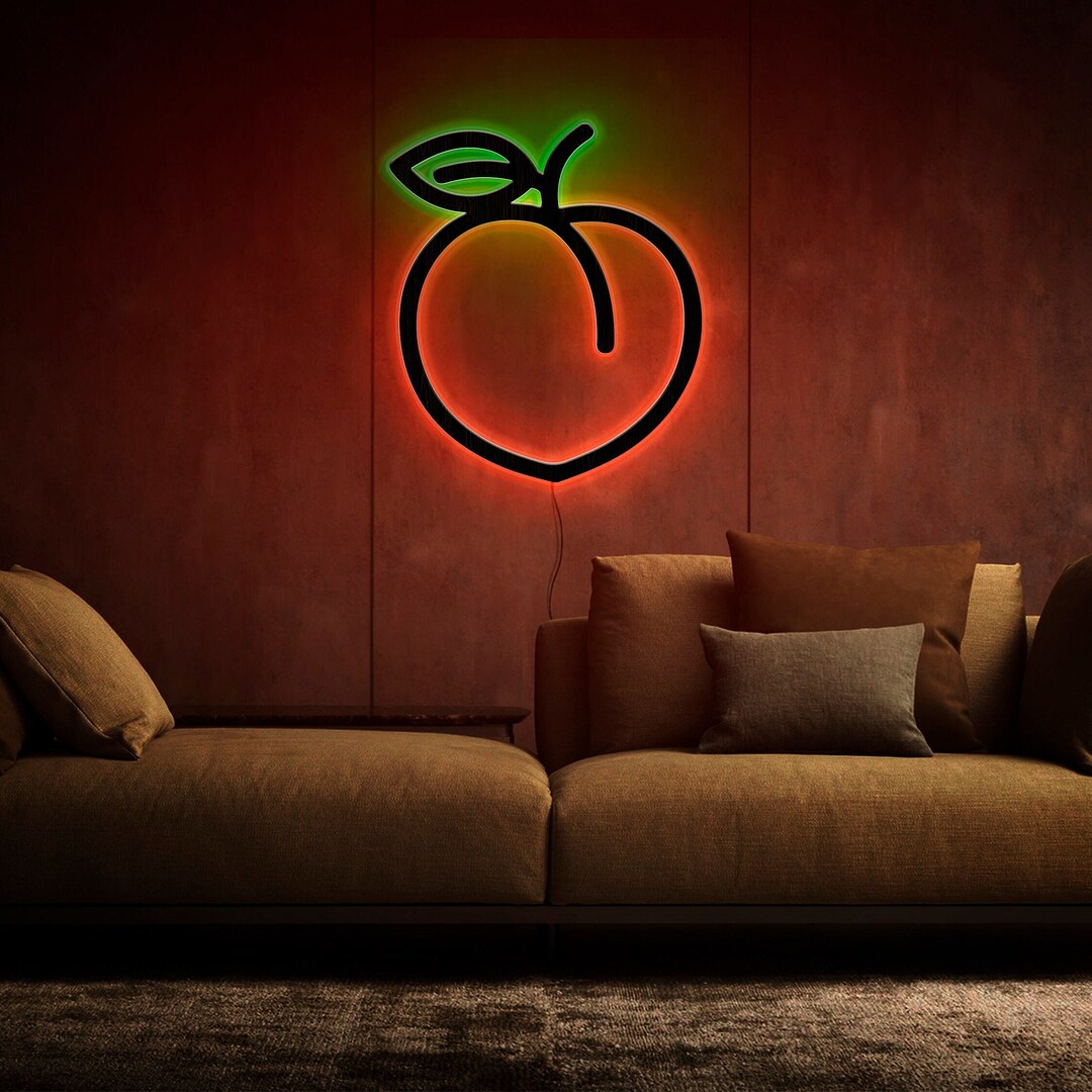 Pear Led Sign Peach Neon Sign, Peach Led Sign, Peach Neon Light, Peach Wall Light ...