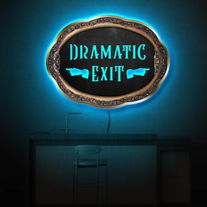 Dramatic exit neon sign, Vintage exit sign, Exit light sign, Exit led sign, Funny exit sign, Pointing finger sign, Dramatic exit wall decor